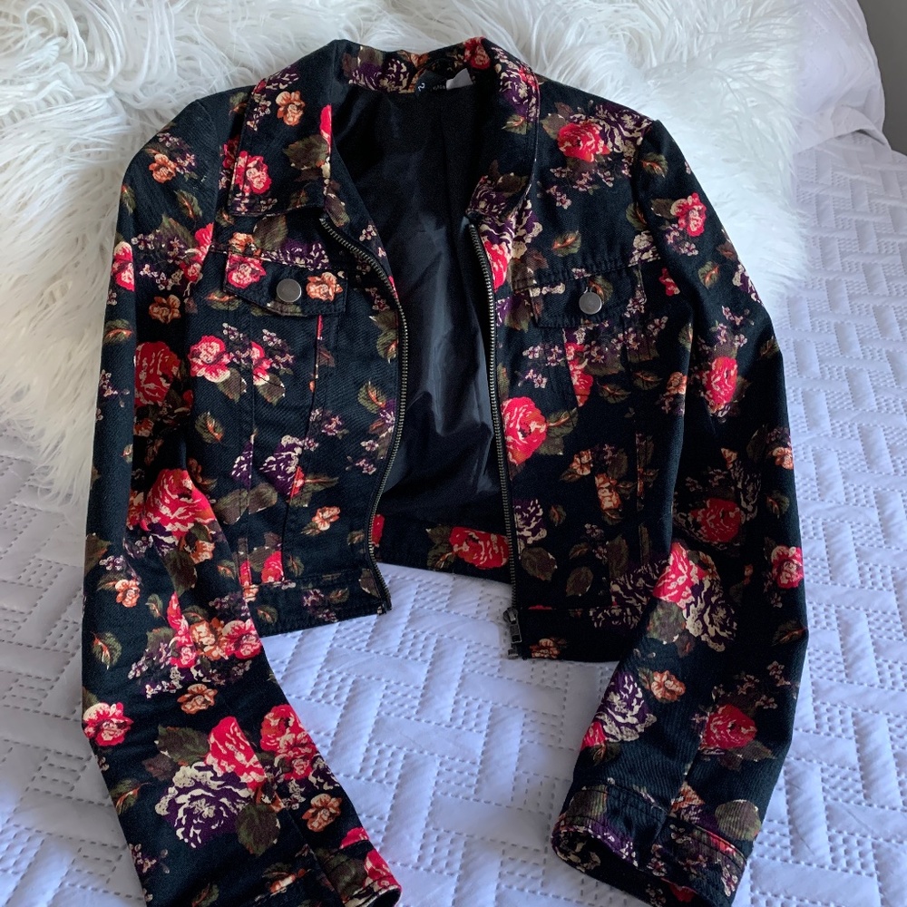 Flower denim jacket